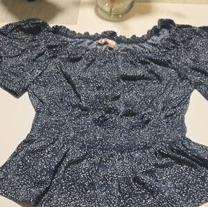 Elegant Navy Blue Speckled Blouse